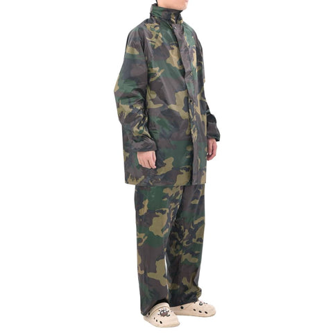 Men's Camo Print 2-Piece Rain Suit with Hood XL