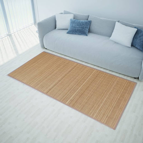 Rectangular Brown Bamboo Rug 80 x 200 cm