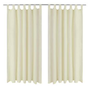 2 pcs Cream Micro-Satin Curtains with Loops 140 x 175 cm