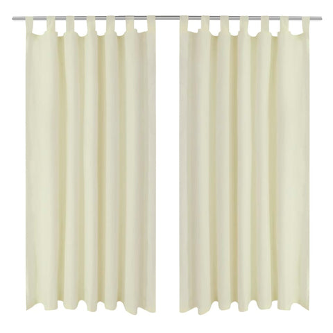 2 pcs Cream Micro-Satin Curtains with Loops 140 x 175 cm