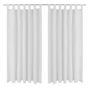 2 pcs White Micro-Satin Curtains with Loops 140 x 175 cm