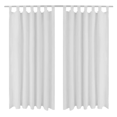 2 pcs White Micro-Satin Curtains with Loops 140 x 175 cm