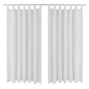 2 pcs White Micro-Satin Curtains with Loops 140 x 225 cm