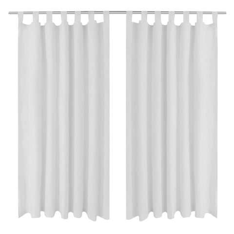 2 pcs White Micro-Satin Curtains with Loops 140 x 245 cm