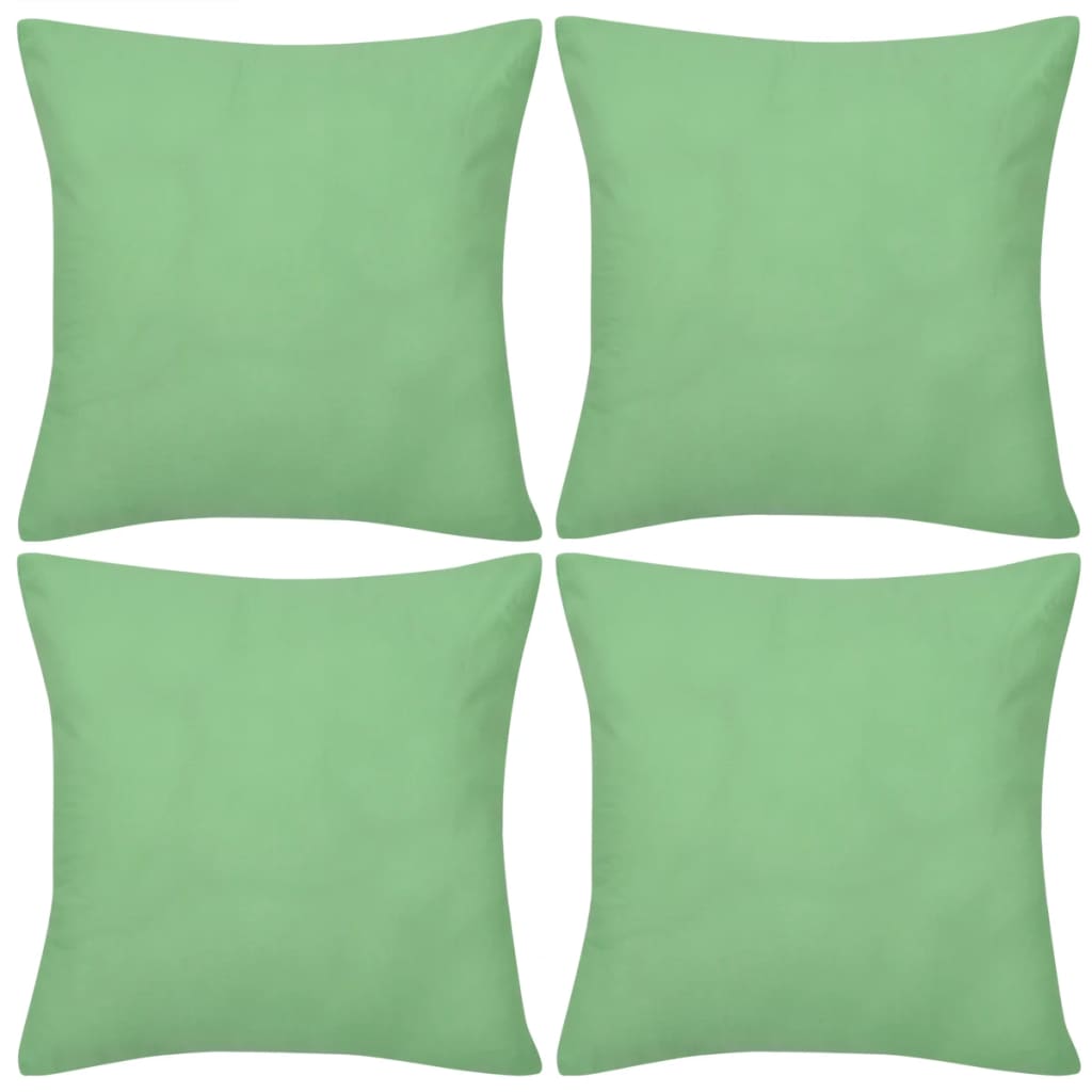 4 Apple Green Cushion Covers Cotton 40 x 40 cm