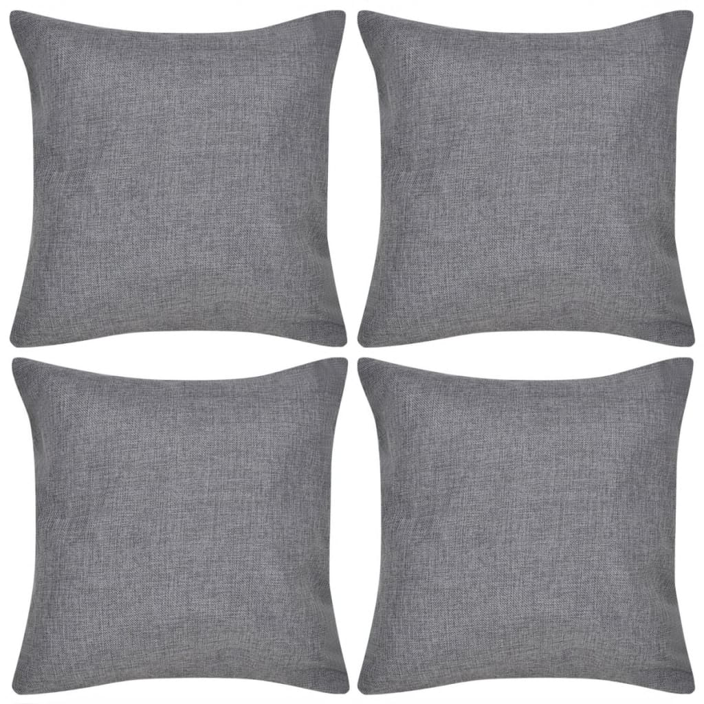 4 Anthracite Cushion Covers Linen-look 40 x 40 cm