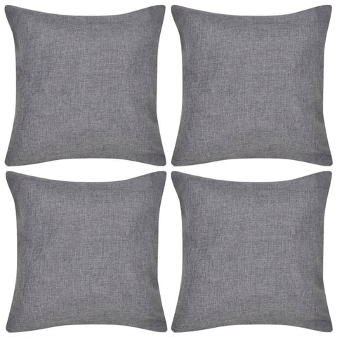 4 Anthracite Cushion Covers Linen-look 40 x 40 cm