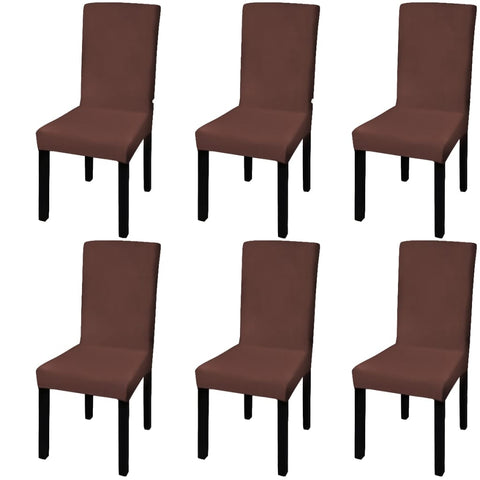 vidaXL Straight Stretchable Chair Cover 6 pcs Brown