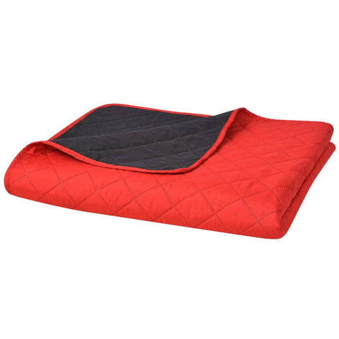 vidaXL Double-sided Quilted Bedspread Red and Black 230x260 cm