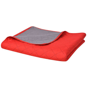 vidaXL Double-sided Quilted Bedspread Red and Grey 170x210 cm