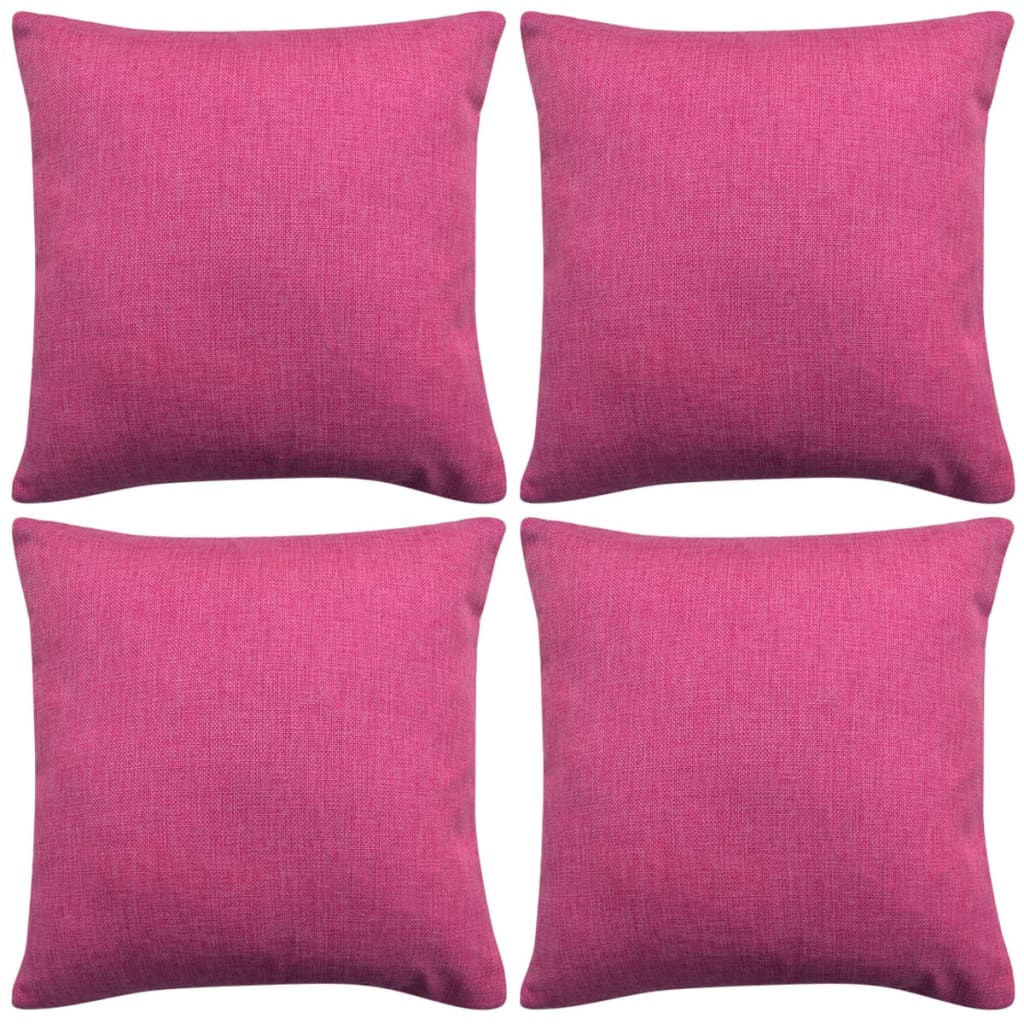 vidaXL Cushion Covers 4 pcs Linen-look Pink 40x40 cm