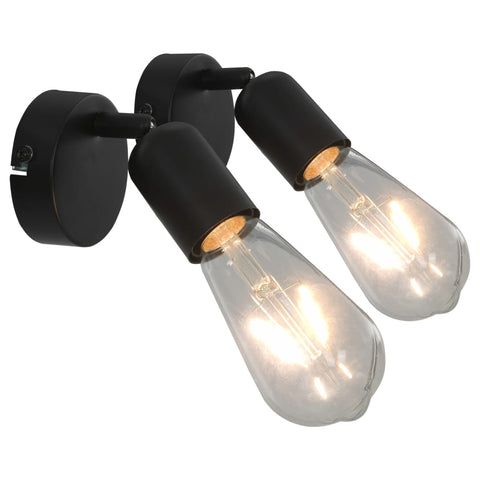 vidaXL Spot Lights 2 pcs Black E27