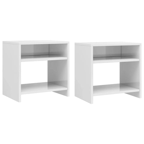 vidaXL Bedside Cabinets 2 pcs High Gloss White 40x30x40 cm Engineered Wood