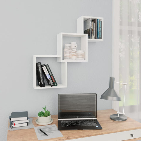 vidaXL Cube Wall Shelf White 68x15x68 cm Engineered Wood