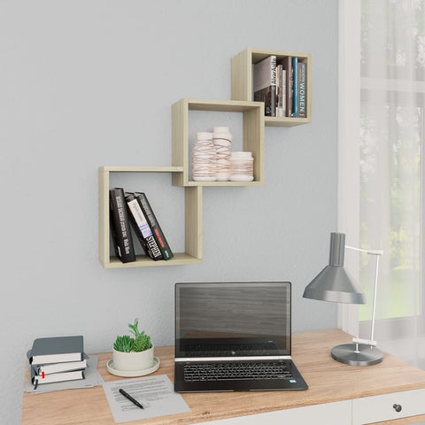 vidaXL Cube Wall Shelf Sonoma Oak 68x15x68 cm Engineered Wood