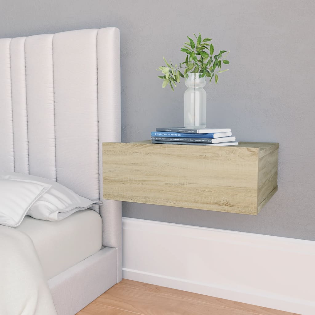 vidaXL Floating Nightstand Sonoma Oak 40x30x15 cm Engineered Wood