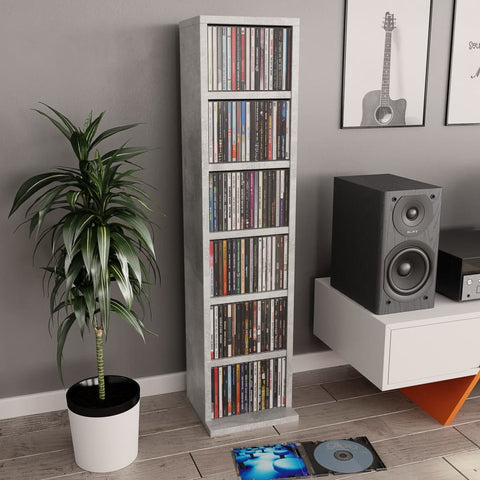 vidaXL CD Cabinet Concrete Grey 21x20x88 cm Engineered Wood