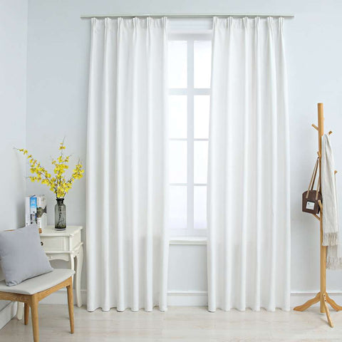 vidaXL Blackout Curtains with Hooks 2 pcs Off White 140x225 cm