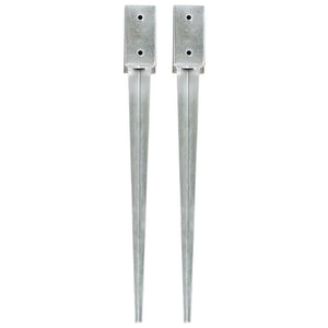 vidaXL Ground Spikes 2 pcs Silver 7x7x75 cm Galvanised Steel