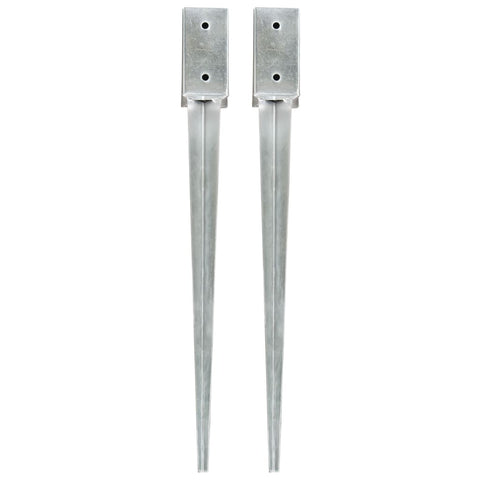 vidaXL Ground Spikes 2 pcs Silver 7x7x75 cm Galvanised Steel