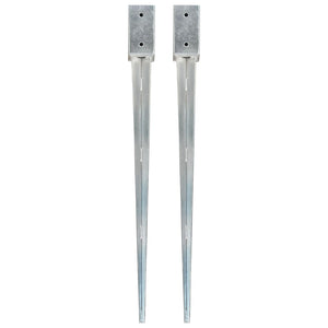 vidaXL Ground Spikes 2 pcs Silver 7x7x90 cm Galvanised Steel