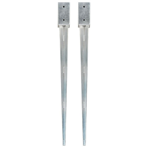 vidaXL Ground Spikes 2 pcs Silver 7x7x90 cm Galvanised Steel