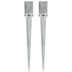 vidaXL Ground Spikes 2 pcs Silver 9x9x75 cm Galvanised Steel