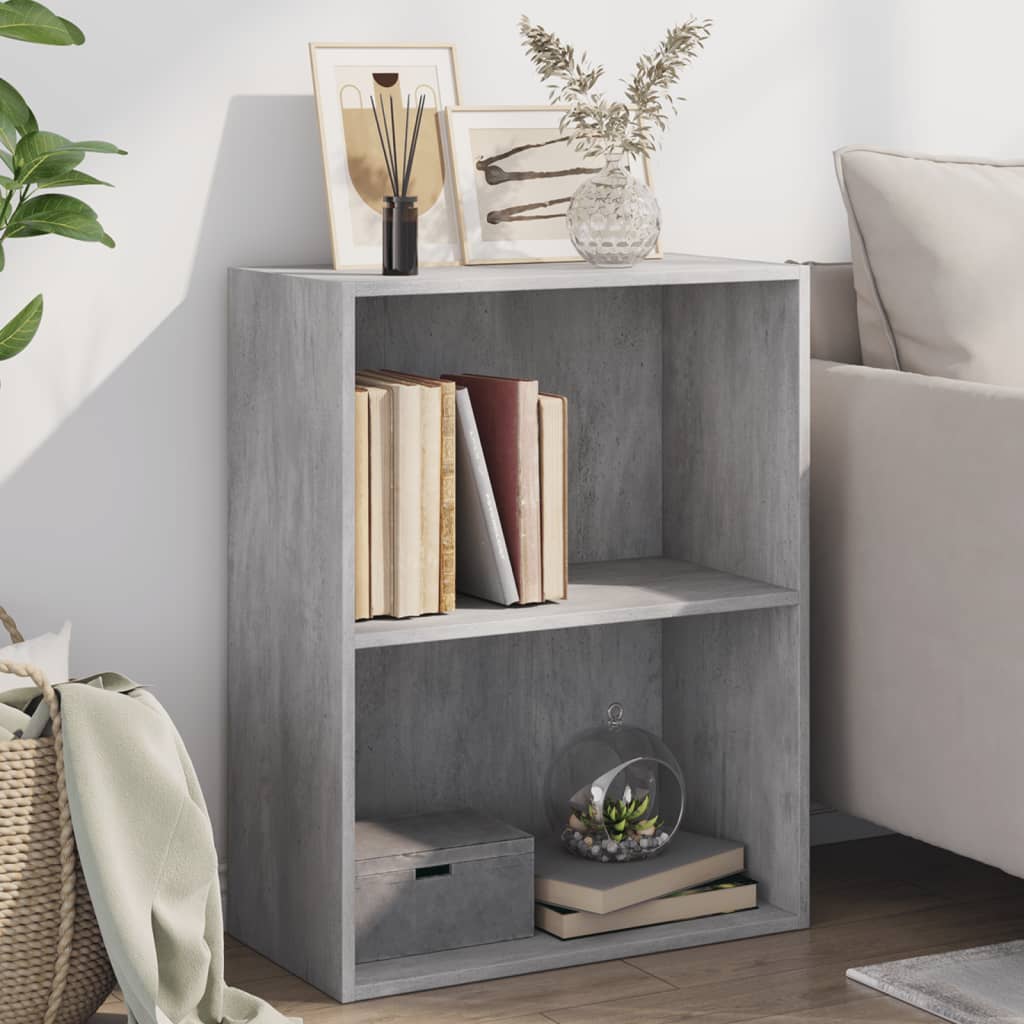 vidaXL 2-Tier Book Cabinet Concrete Grey 60x30x76.5 cm Engineered Wood