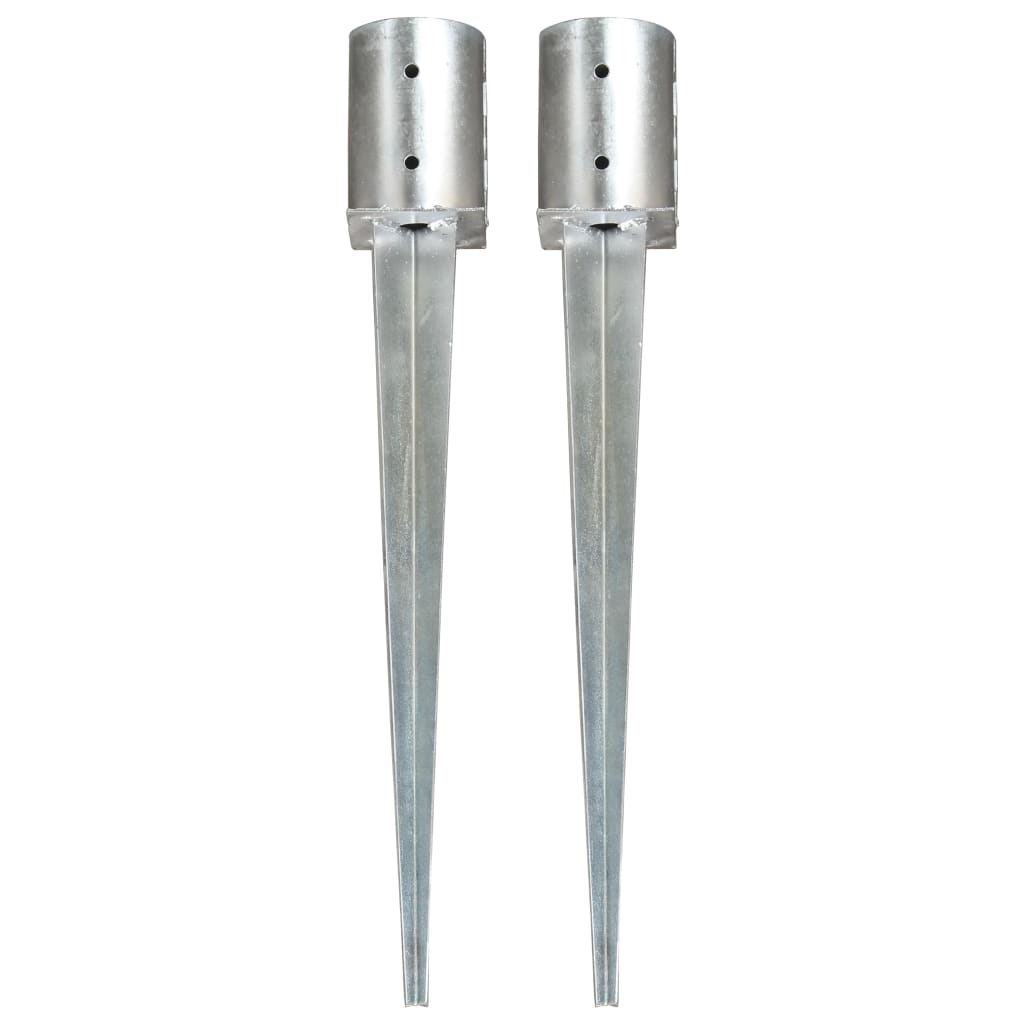 vidaXL Ground Spikes 2 pcs Silver 10x76 cm Galvanised Steel