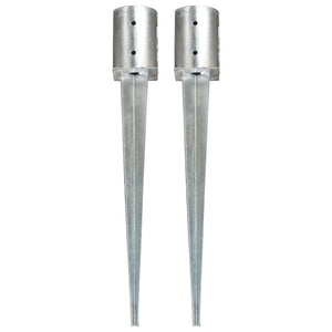 vidaXL Ground Spikes 2 pcs Silver 10x76 cm Galvanised Steel