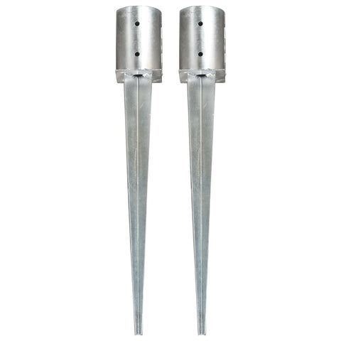 vidaXL Ground Spikes 2 pcs Silver 10x76 cm Galvanised Steel