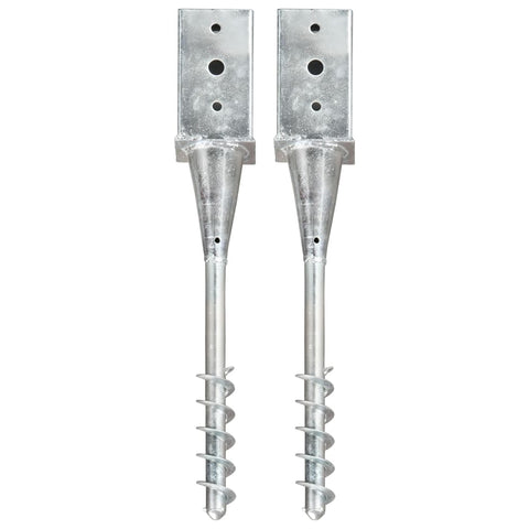 vidaXL Ground Spikes 2 pcs Silver 8x8x57 cm Galvanised Steel