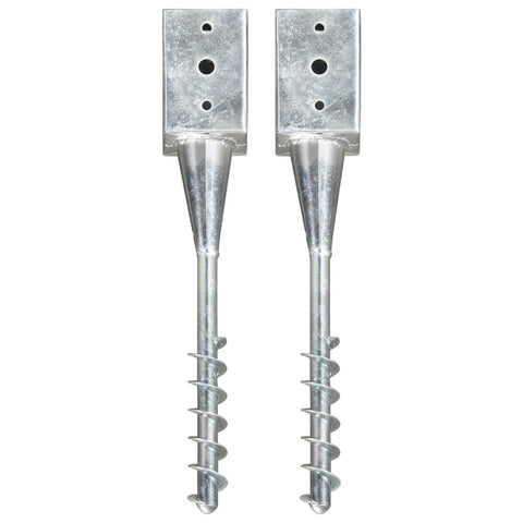 vidaXL Ground Spikes 2 pcs Silver 9x9x56 cm Galvanised Steel