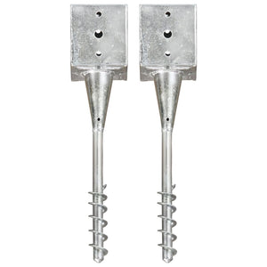 vidaXL Ground Spikes 2 pcs Silver 12x12x56 cm Galvanised Steel