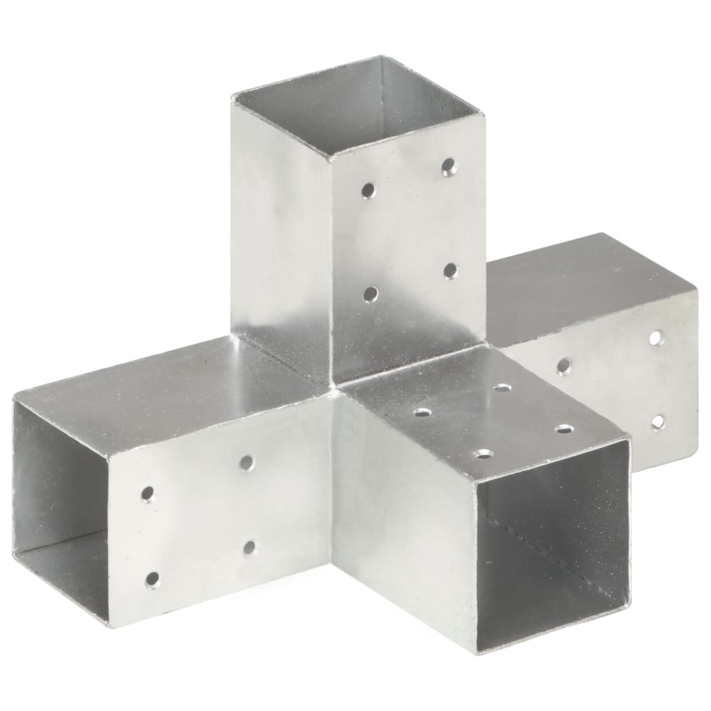 vidaXL Post Connector X Shape Galvanised Metal 71x71 mm