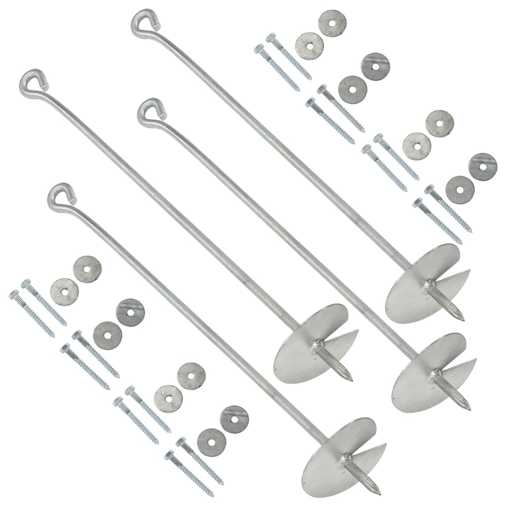 vidaXL Earth Anchors 4 pcs 10x60 cm Galvanised Metal