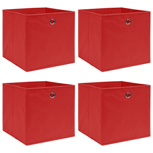 vidaXL Storage Boxes 4 pcs Red 32x32x32 cm Fabric