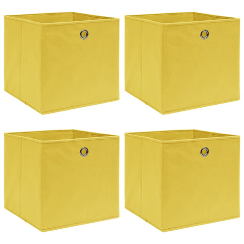 vidaXL Storage Boxes 4 pcs Yellow 32x32x32 cm Fabric