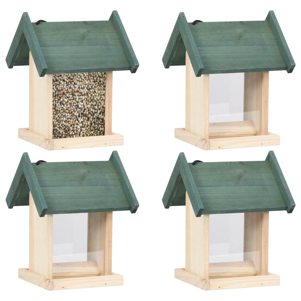 vidaXL Bird Feeders 4 pcs Firwood