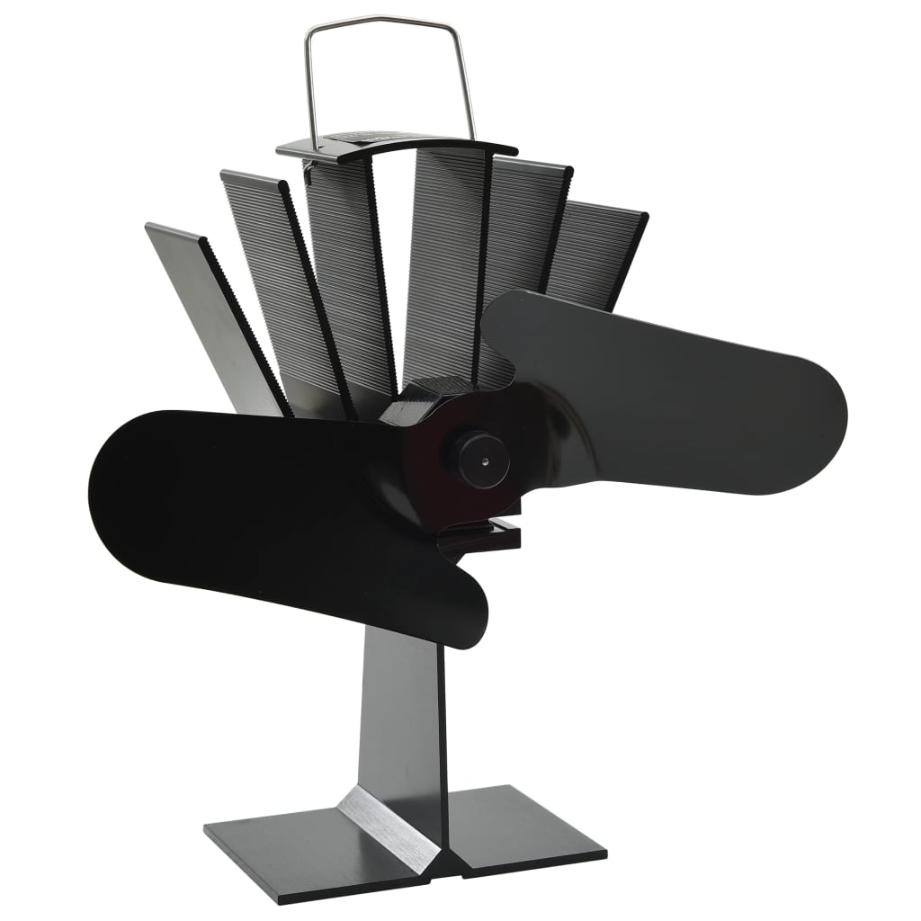 vidaXL Heat Powered Stove Fan 2 Blades Black