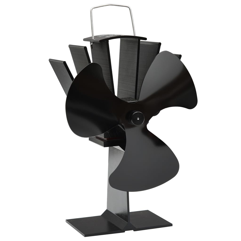 vidaXL Heat Powered Stove Fan 3 Blades Black