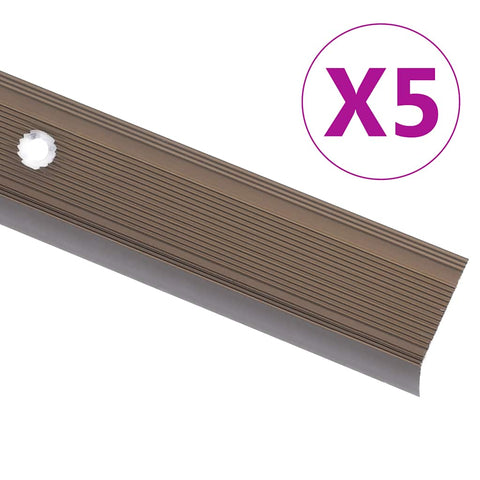 vidaXL Stair Nosings in L-shape 5 pcs Aluminium 90 cm Brown