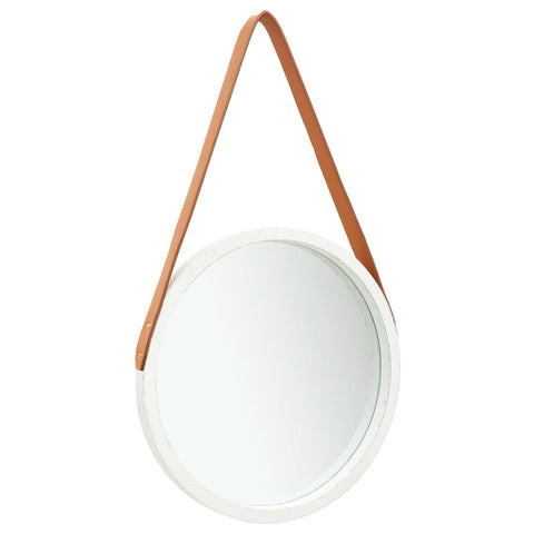 vidaXL Wall Mirror with Strap 40 cm White