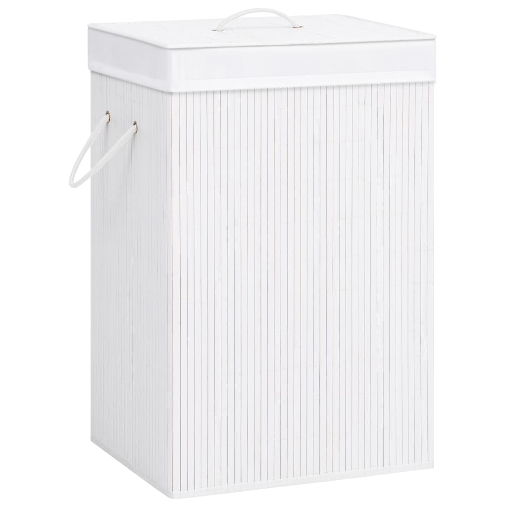 vidaXL Bamboo Laundry Basket White