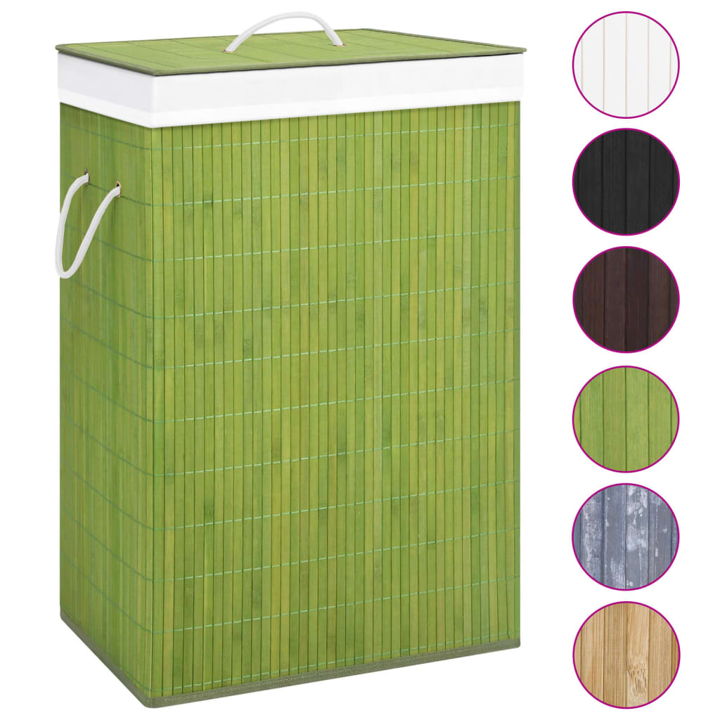 vidaXL Bamboo Laundry Basket Green