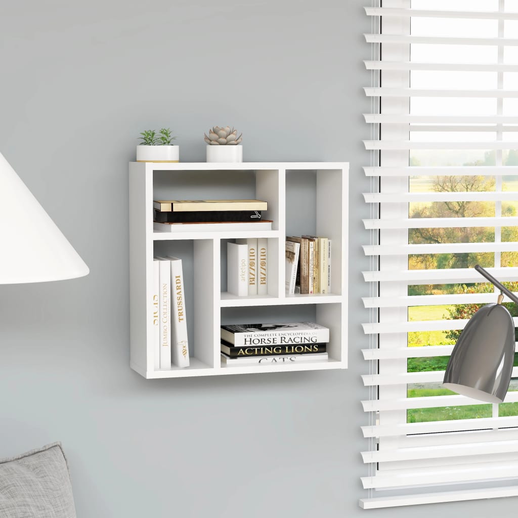 vidaXL Wall Shelf White 45.1x16x45.1 cm Engineered Wood