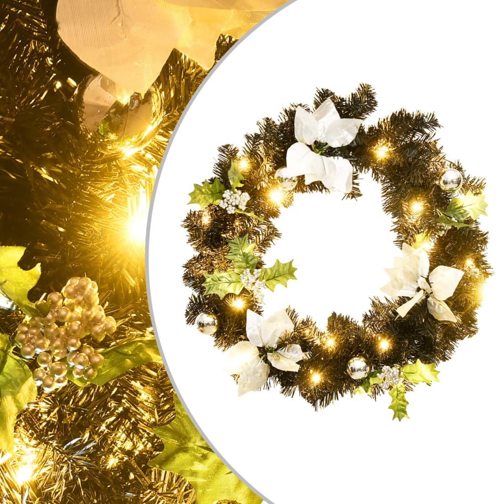 vidaXL Christmas Wreath with LED Lights Black 60 cm PVC