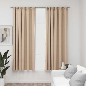 vidaXL Linen-Look Blackout Curtains with Hooks 2 pcs Beige 140x175 cm