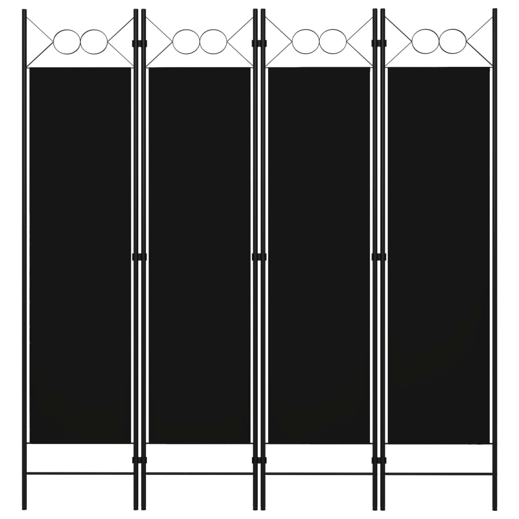 vidaXL 4-Panel Room Divider Black 160x180 cm