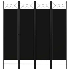 vidaXL 4-Panel Room Divider Black 160x180 cm